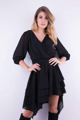 Wyjściowa czarna sukienka z dłuższym tyłem