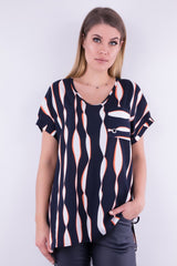 Bluzka w geometryczny biało czarny wzór