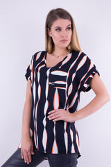 Bluzka w geometryczny biało czarny wzór