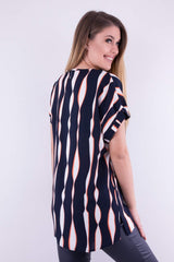 Bluzka w geometryczny biało czarny wzór