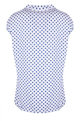 Biała bluzka w grantowe groszki