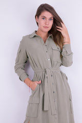 Khaki sukienka na guziki