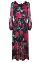 DŁUGA SUKIENKA W CZERWONE KWIATY