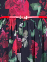 DŁUGA SUKIENKA W CZERWONE KWIATY