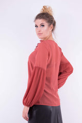 Szykowna bluzka z plisowanym rękawem