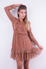 TRANSPARENTNA SUKIENKA Z FALBANĄ MIEDZIANA