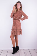 TRANSPARENTNA SUKIENKA Z FALBANĄ MIEDZIANA