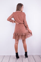 TRANSPARENTNA SUKIENKA Z FALBANĄ MIEDZIANA