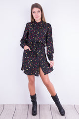 CZARNA SUKIENKA W KOLOROWE KROPKI