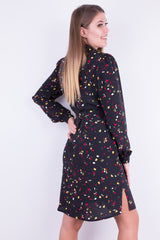 CZARNA SUKIENKA W KOLOROWE KROPKI