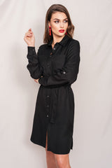Czarna sukienka koszulowa