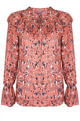 Bluzka z falbanką pomarańczowa