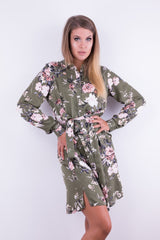 SUKIENKA KHAKI W KWIATY