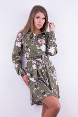 SUKIENKA KHAKI W KWIATY