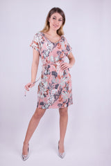 SUKIENKA W KWIATKI Z PATKAMI NA RĘKAWACH